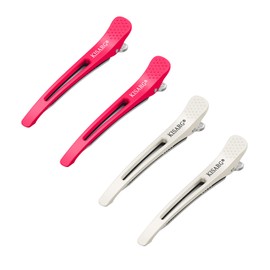 KISARG Duck Curl Hair Clip, Hairpin, Bangs, Sectioning, Unisex, For Professional Hairdressers, Does Not Leave Marks, Large, Set of 4 (White x 2, Pink x 2)