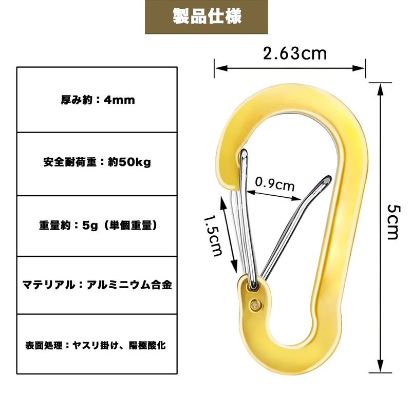 Wlikn Aluminum Alloy Multi-functional Carabiner, Set of 20, Load Capacity