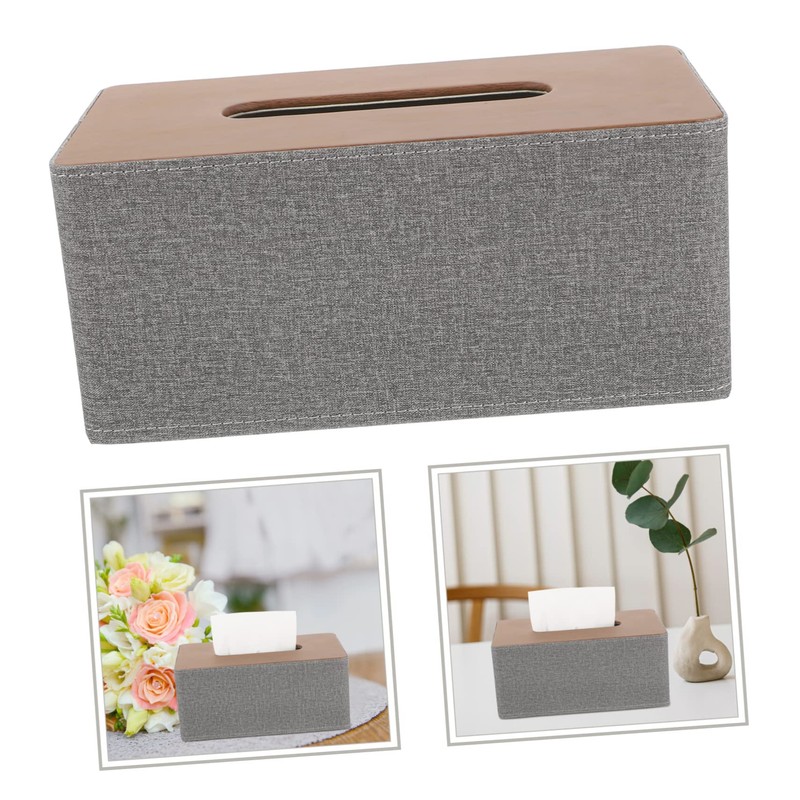 Ipetboom Rectangular Tissue Box Cover with PU Leather and Lint