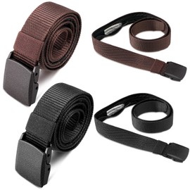 Eurzom 2 Pcs Travel Money Belts for Men Women Hidden Money Pocket Security Belts, Nylon Anti Theft Wallet with Plastic Buckle, Coffee and Black