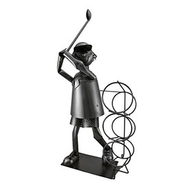 Wine Bodies Giant Golfer Golf Metal Wine Bottle Holder, Charcoal