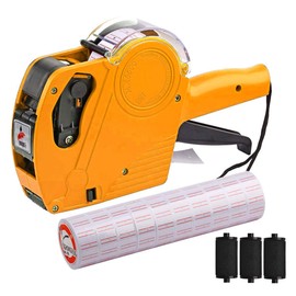MX-5500 8 Digits Price tag Gun with 5000 Sticker Labels and 3 Ink Refill, Pricing Gun Kit for Office, Retail Shop, Grocery Store (A/Yellow)