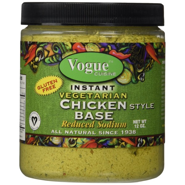Vogue Cuisine Vegetarian Chicken Soup & Seasoning Base 12oz - Low Sodium, Gluten Free, All Natural Ingredients