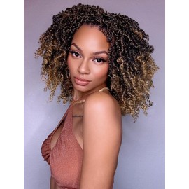 Yanky Twist Crochet Hair Pre Looped Spring Twist Synthetic 10 Inch 7 Packs Mini Passion Twist Hair Extensions Curly Ends, 1B/27