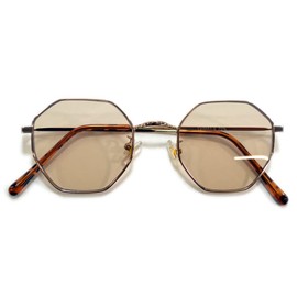 MERRY PLEASURE Sunglasses, Date Glasses, Octagonal, Octagon, Polygonal Metal Frame, Boston, Round, Round Glasses, Hosobuchi, Light Color Lens, Thin Color, Color Lens Sunglasses, Asian Fit, Men's,