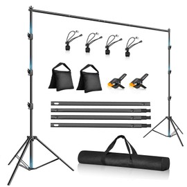 GLOSHOOTING 12 x 10ft Photo Video Studio Heavy Duty Backdrop Stand, Adjustable Photography Background Support Systemt Kit with Shock-Proof Spring, 2 Sandbags, Carrying Bag, 6 Clamps