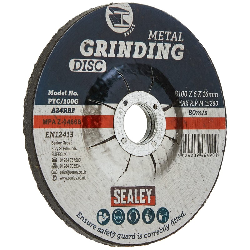 Sealey PTC/100G Grinding Disc Ø100 x 6mm 16mm Bore