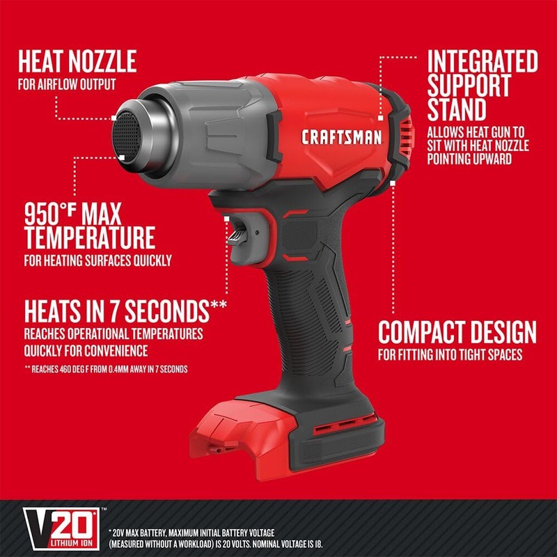 Craftsman 20V MAX Heat Gun, Tool Only (CMCE530B)
