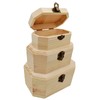 Anktily 3 Pack Wood Treasure Chest, 3 Size Unfinished Wooden