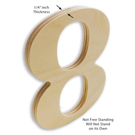 4” Tall Wooden Number 8 – 1/4” Thick Baltic Birch – Paintable DIY Decor, Signs & Crafts - Pack of 1