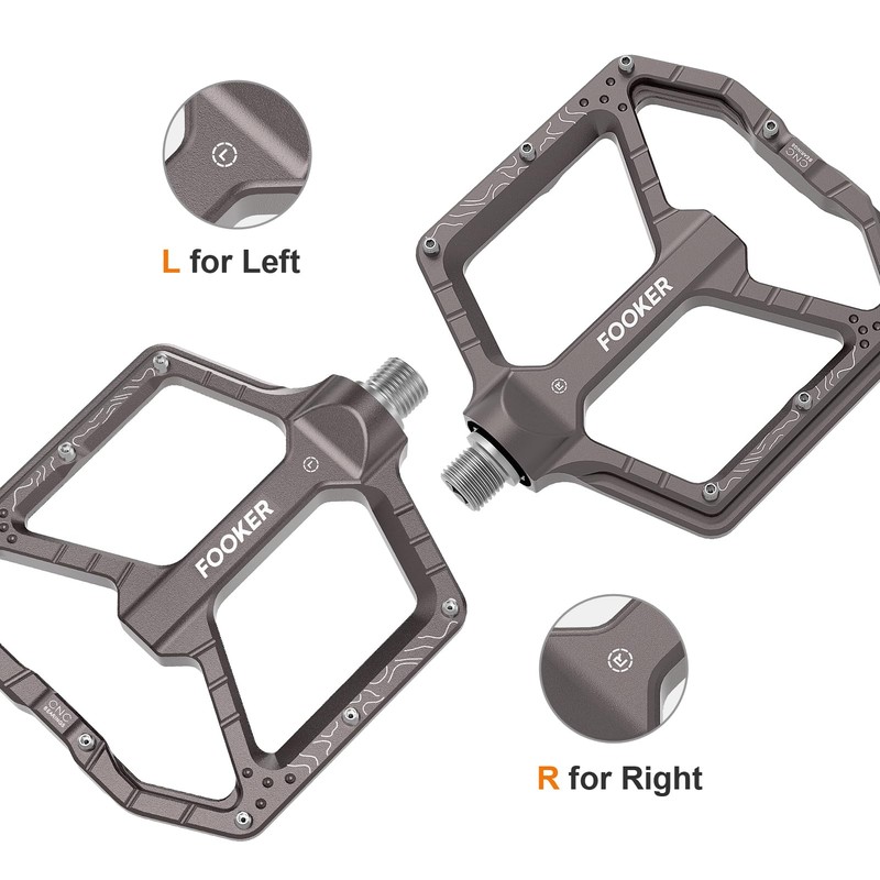 FOOKER Bike Pedals,Aluminum 9/16" Sealed Bearing Bicycle Pedals Lightweight Wide