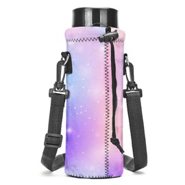 AMARY 500ML Neoprene Water Bottle Carrier Bag with Adjustable Shoulder Strap,Insulated Water Bottle Cover for Stainless Steel/Glass/Plastic Bottles 16.9OZ (cute unicorn)