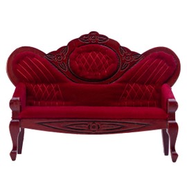 Birostiana Dollhouse Furniture Miniature Dollhouse Accessories 1 12 Scale Vintage Red Wooden Sofa Mini Victorian Bench Chair for Dollhouse Living Room Craft Decoration Party Kit
