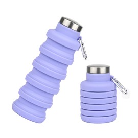 votuyet 1Pcs purple silicone foldable water bottle,which can be used for outdoor activities, travel, and everyday use