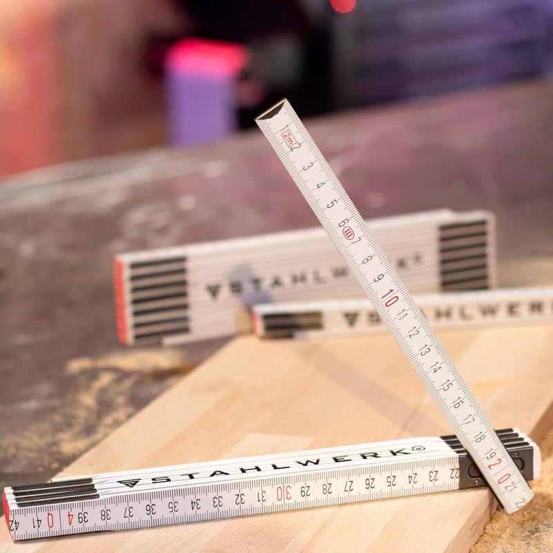 STAHLWERK Folding Ruler Set of 3 2 Metres Precise Wooden