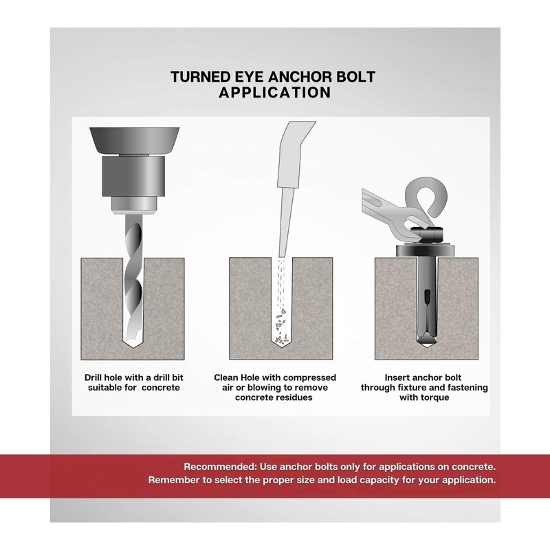 DOJA Industrial Extension Anchor Eye Bolt M8-10 Pack 5 Wall
