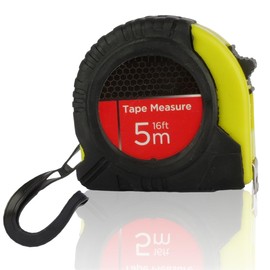 5 Metre Retractable Tape Measure with Dual Break Button Design, Rubberised Grip and Protective Shell, Inches & Centimetres, Ideal for DIY Projects (5M Tape Measure)