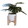 10" Artificial Monstera Plant with Wood Stand