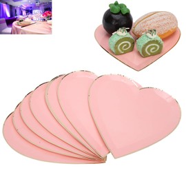 8Pcs Paper Plates Red Heart Shape Party Plates Dinnerware Plates Decoration for Mother's Day Valentine's Day Wedding Party Supplies[Pink] Soup Bowls