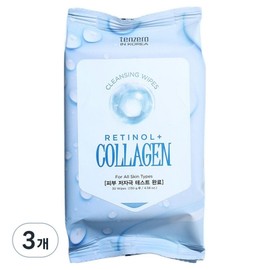 TenZero Retinol Collagen Cleansing Tissue, 3 units, 30 sheets / 텐제로 레티놀 콜라겐 클렌징 티슈, 3개, 30매입
