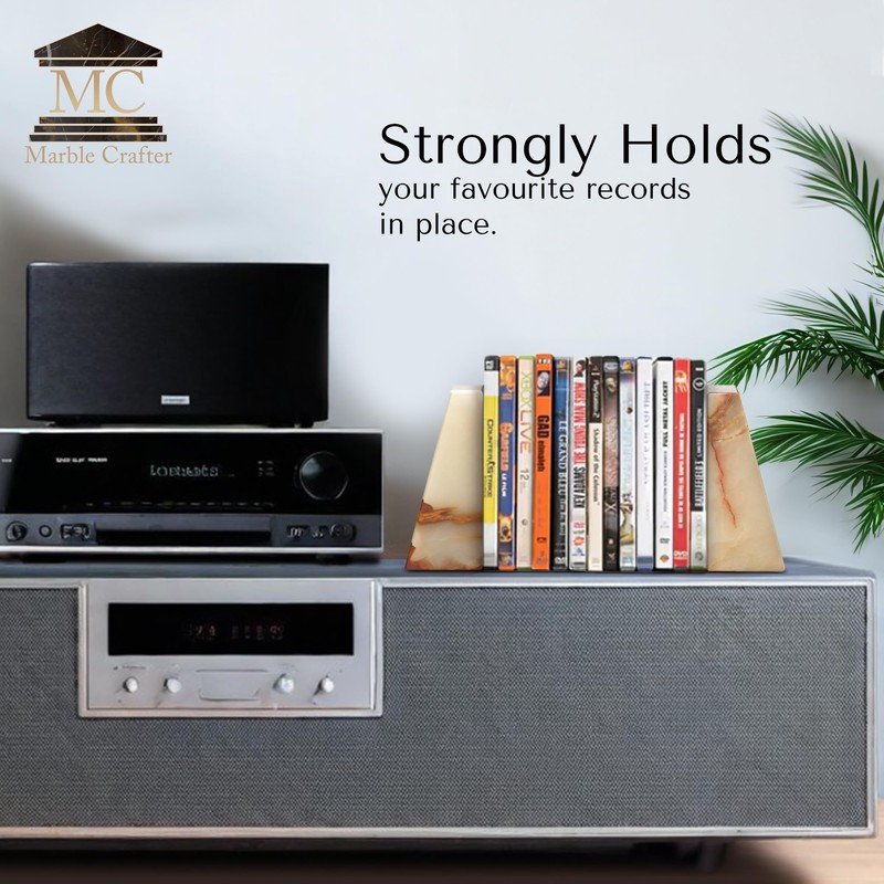 Modern Wedge Marble Bookends (Light Green Onyx)