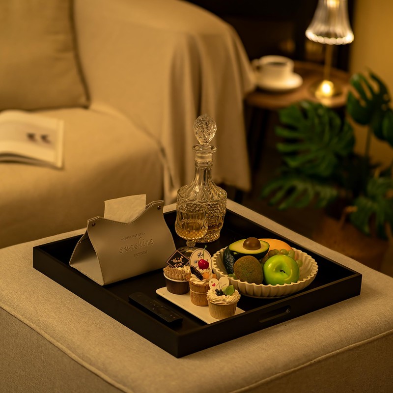 Hanobe Ottoman Tray for Living Room: Modern Extra Large Black