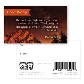 Pass It On Scripture Cards, Don't Worry, Psalm 27:1, Pack of 25 Inspirational Bible Verse Wallet Cards for Devotional, Bible Study, & Memorization, Small Christian Greetings for Encouragement