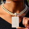 DSFFDSQ Diamond Prong Cuban Chain Necklace, Square Cursive Silver Initial