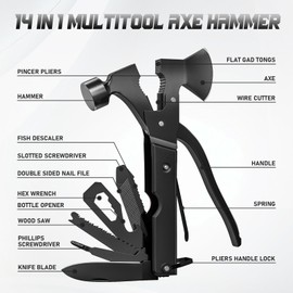 15 in 1 Multitool Axe Hatchet, Camping Accessories Survival Gear, Multi Tool Gifts for Camping Hiking Survival, Fathers Day Dad Gifts from Daughter Wife Son, Cool Gadgets Gifts for Men, Dad, Black