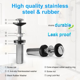 2Pcs Universal Toilet Seat Bolts Kit, Metal Heavy - Duty Toilet Tank Bolts, Toilet Seat Screws Replacement Kit with Extra - Long 304 Stainless Steel Downlock Nuts, Rubber Washers Gaskets, by CHIALLCO