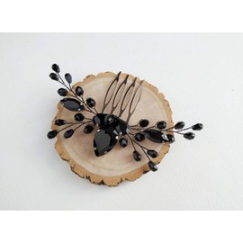 BERYUAN Peineta de pelo para mujer, con diamantes de imitación, ónice, color negro