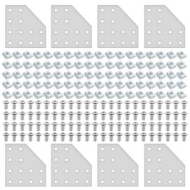 IMETRX 8pcs 2040 L Corner Bracket Joining Plate T Slotted Accessories 12-Hole 2040 Hardware Connector 2040 with T Nuts and Screws Silver