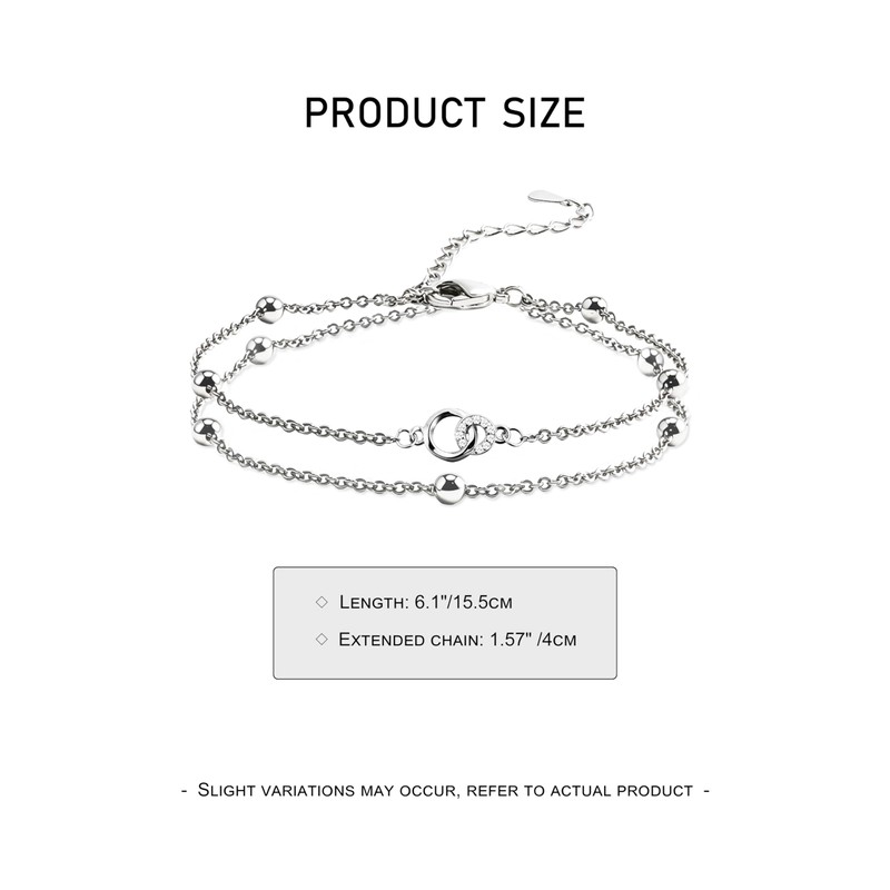 Desnuage Silver Interlocking Double Layer Beaded Bracelet For Women Office