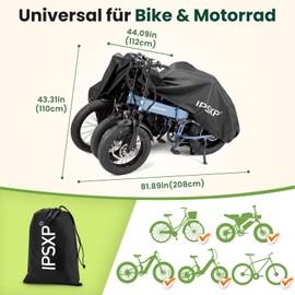 IPSXP Bicycle Cover, Heavyweight 210D Oxford Bicycle Covers, Waterproof, Snowproof, Dustproof and UV Protected, Suitable for All Bicycle Types (208 x 112 x 110 cm)