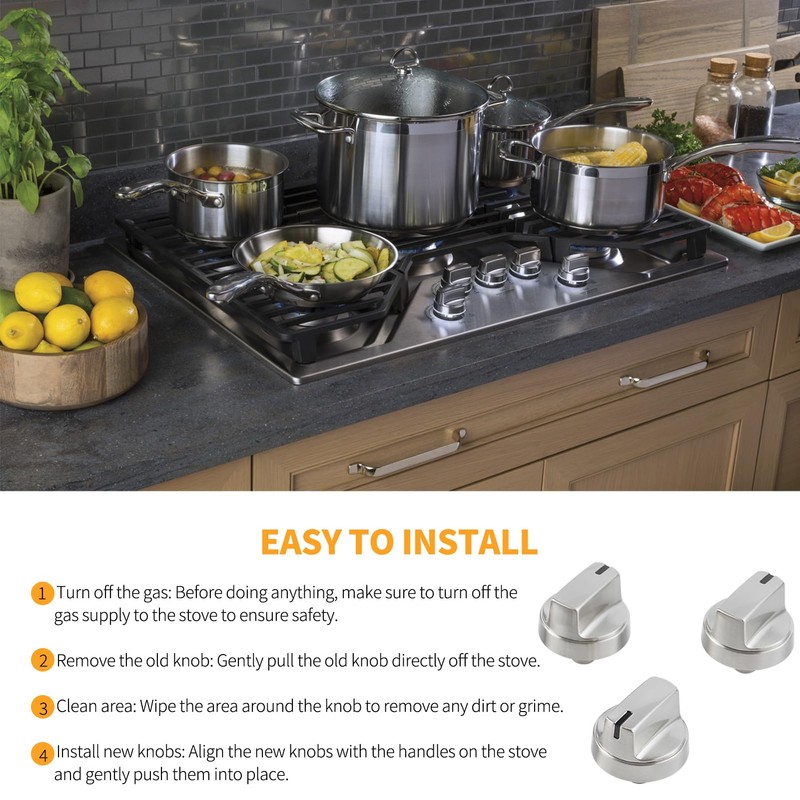 Allstare Stainless Steel WB03X29315 Stove knobs Replacement for GE Stove