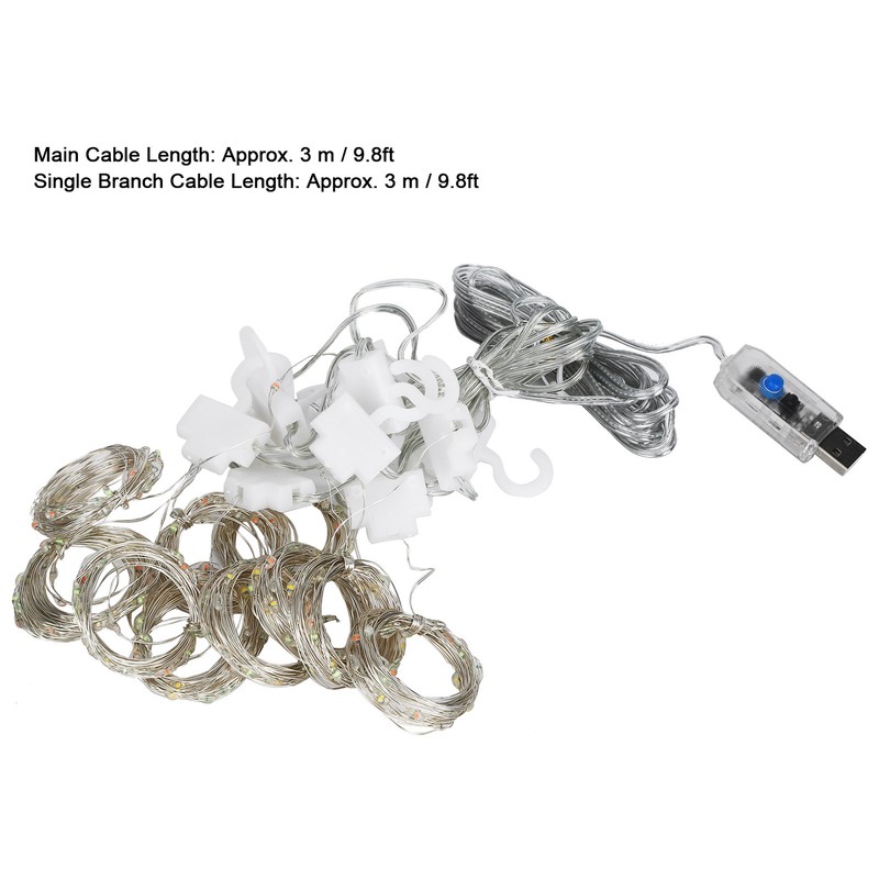 3x3 m Copper USB Wire Curtain Light String for Home