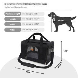 ROYPET Cat Carrier, Dog Carrier, Cat Bag Carrier, Cat Travel Carrier, Soft-Sided and Scratch-Proof mesh Cat Bag Pet Carriers, Travel Puppy Carry, Pet Home, Black …