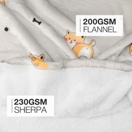 BINSUNS Oversized Wearable Hoodie Blanket, Soft Fuzzy Microfiber & Sherpa Wearable Blanket Sweater with Giant Pocket - One Size Fits All for Adult Women Men(Puppy)