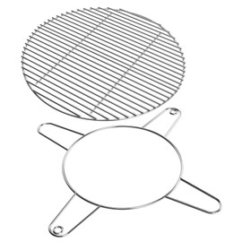 BBQration18 Half Moon Cooking Grate & KJ-XR Rack for Kamado Joe Classic, Large Big Green Egg, Stainless Steel Half Moon Cooking Grate Kit Replacement Parts for Kamado Joe KJ-HCG