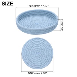 uxcell 8 Inches Trivets for Hot Dishes, Heat Resistant Blue Trivets for Hot Pots and Pans, 4 Pcs Cotton Hot Pads and 1 Pcs Storage Basket for Countertops, Pot Holders, Kitchen,Table