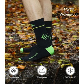 TOURGO Waterproof Socks Men Women, Waterproof Running Socks, Hiking Cycling Kayaking CoolMax & Breathable