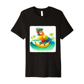 Parrot Surfs On Banana-Shaped Board. Small Skipper's Hat Fun Premium T-Shirt