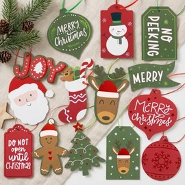 Beautiful Christmas Gift Tags - 60 Quality Paper Labels with Rope for Personalizing Your Holiday Presents - Spread Joy and Cheer with These Festive Christmas Name Tags