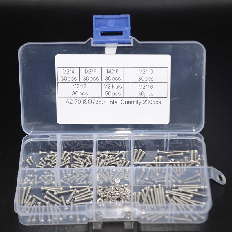 MEZOKUCEL Nuts, 230pcs M2 304 Stainless Steel Cup Head Hex