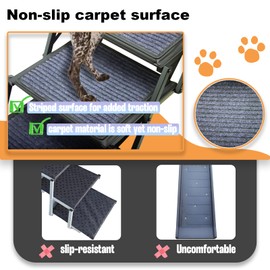 Extra Wide Dog Ramp for Car Truck and SUV Dog Stairs for Large Dogs Folding Pet Stairs with Non-Slip Rug Surface Supports Up to 280 lbs (Wide 5 Steps)