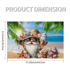 PVC Placemats Set of 4 Summer Gnomes Cute Wipeable Table Mats Washable Heat Resistant Non Slip Vinyl Dining Table Mat for Kithen Indoor Outdoor Patio Farmhouse Place Mats Decorative