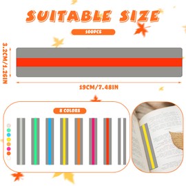 Yexiya 100 Pack Guided Reading Strips Line Reader Highlight Strips Overlay Highlight Bookmarks Help with Dyslexia for Student Classroom Teacher Supply Kids Children(Multicolor)