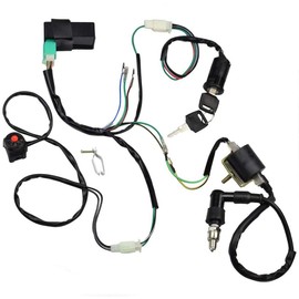 Baceyong Ignition Coil Kit, Include CDI Spark Plug Key Switch Kill Switch Wire Harness, Fit for 50cc 70cc 90cc 110cc 125cc 140cc Foot Start Horizontal Engine