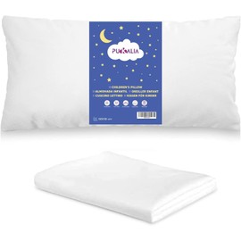 Pukalia® Babykissen 50 x 30 cm, Kissen für Kinder 2 3 Jahre, niedriges Kissen für Kinderbett, plus weicher Bio-Baumwolle, 30 x 50 cm, milbendicht, waschbar, doppelter Bezug