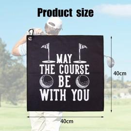 Golf Towel, Golf Ball Washer Pocket Pouch, Golf Gifts for Men Dad Him, Fun Golf Accessories,Golf Absorbent Cleaning Towels, for Golf Bags With Clip,Birthday, Golf Accessories (Black 2)